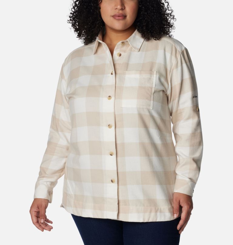 Women's Holly Hideaway Flannel Shirt - Plus Size, Color: Sea Salt Buffalo Check, image 1