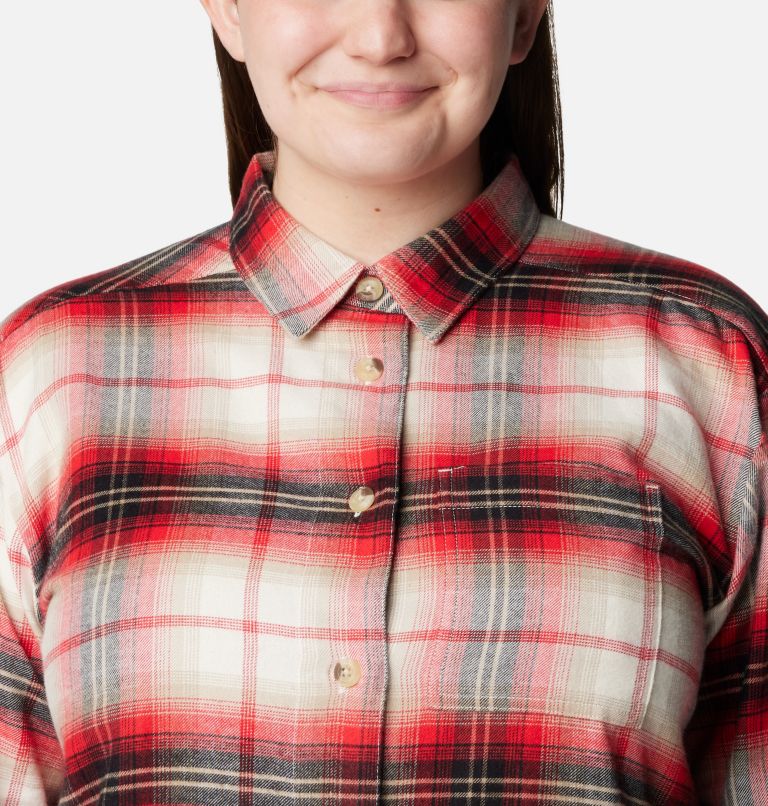 Thumbnail: Women's Holly Hideaway Flannel Shirt - Plus Size, Color: Chalk Ombre Tartan, image 4