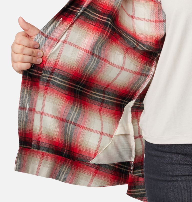 Thumbnail: Women's Holly Hideaway Flannel Shirt - Plus Size, Color: Chalk Ombre Tartan, image 5