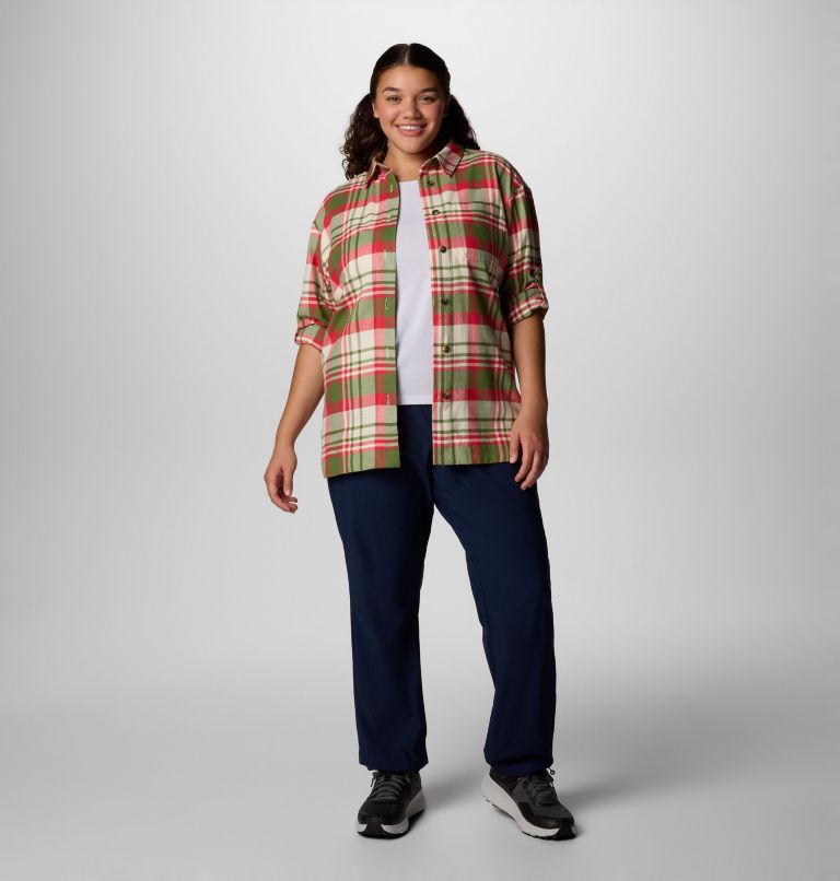 Women's Holly Hideaway Flannel Shirt - Plus Size, Color: Canteen Multiplaid, image 3