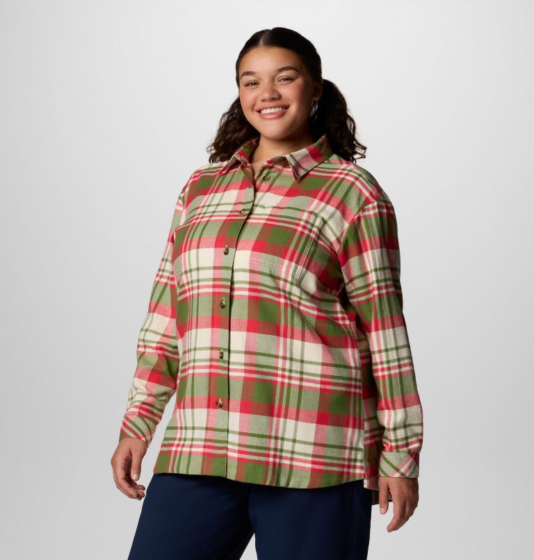 Women's Holly Hideaway Flannel Shirt - Plus Size, Color: Canteen Multiplaid, image 4