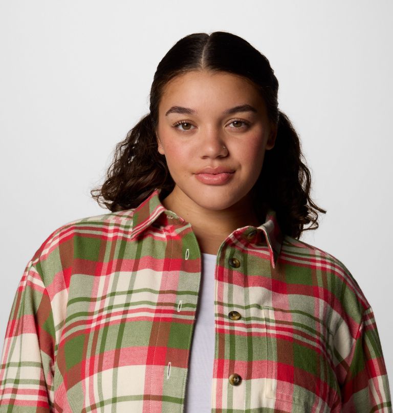 Women's Holly Hideaway Flannel Shirt - Plus Size, Color: Canteen Multiplaid, image 5