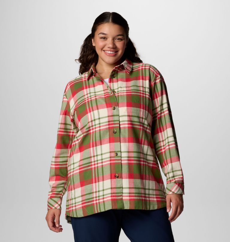 Women's Holly Hideaway Flannel Shirt - Plus Size, Color: Canteen Multiplaid, image 1