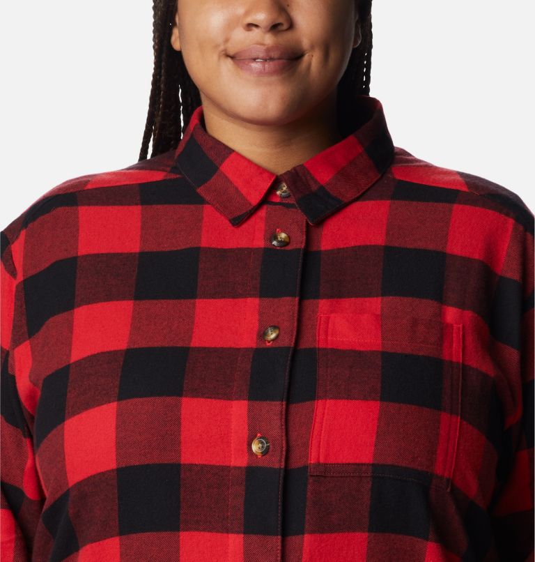 Women's Holly Hideaway Flannel Shirt - Plus Size, Color: Red Lily Buffalo Check, image 4