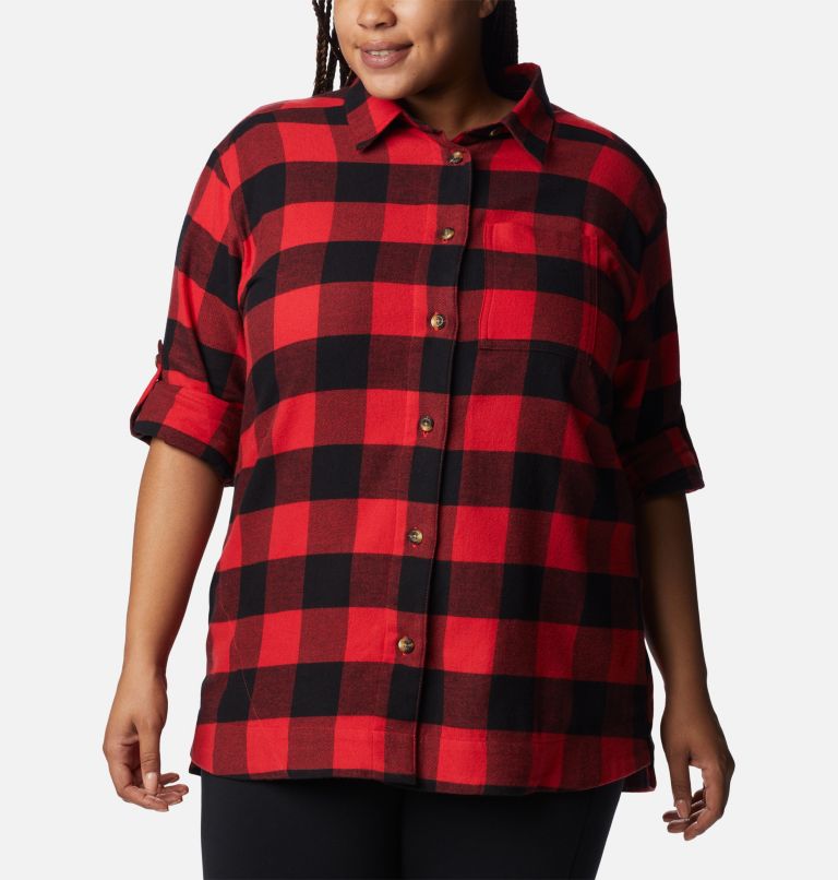 Women's Holly Hideaway Flannel Shirt - Plus Size, Color: Red Lily Buffalo Check, image 5