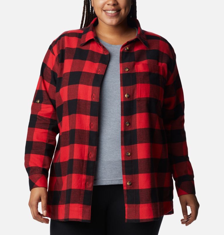 Women's Holly Hideaway Flannel Shirt - Plus Size, Color: Red Lily Buffalo Check, image 6