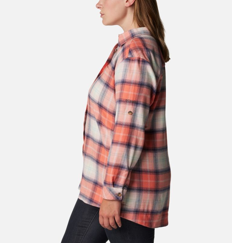 Women's Holly Hideaway Flannel Shirt - Plus Size, Color: Faded Peach Ombre Tartan, image 3