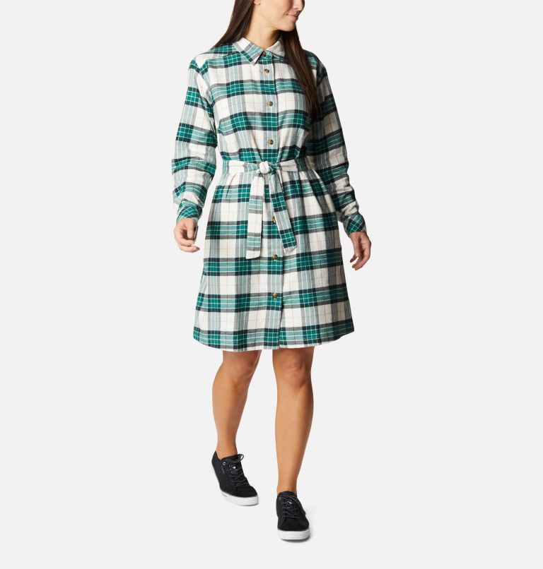 Women's Holly Hideaway Flannel Dress, Color: Spruce Simple Tartan, image 5