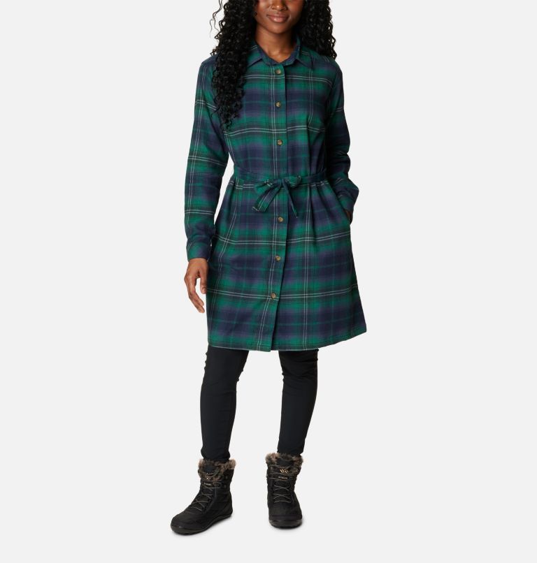 Thumbnail: Women's Holly Hideaway Flannel Dress, Color: Spruce Multi Tartan, image 1