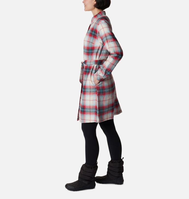 Women's Holly Hideaway Flannel Dress, Color: Red Lily Ombre Tartan, image 3