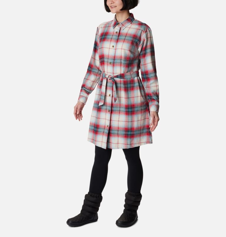 Thumbnail: Women's Holly Hideaway Flannel Dress, Color: Red Lily Ombre Tartan, image 5