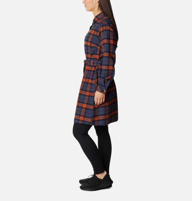 Thumbnail: Women's Holly Hideaway Flannel Dress, Color: Warm Copper Simple Tartan, image 3