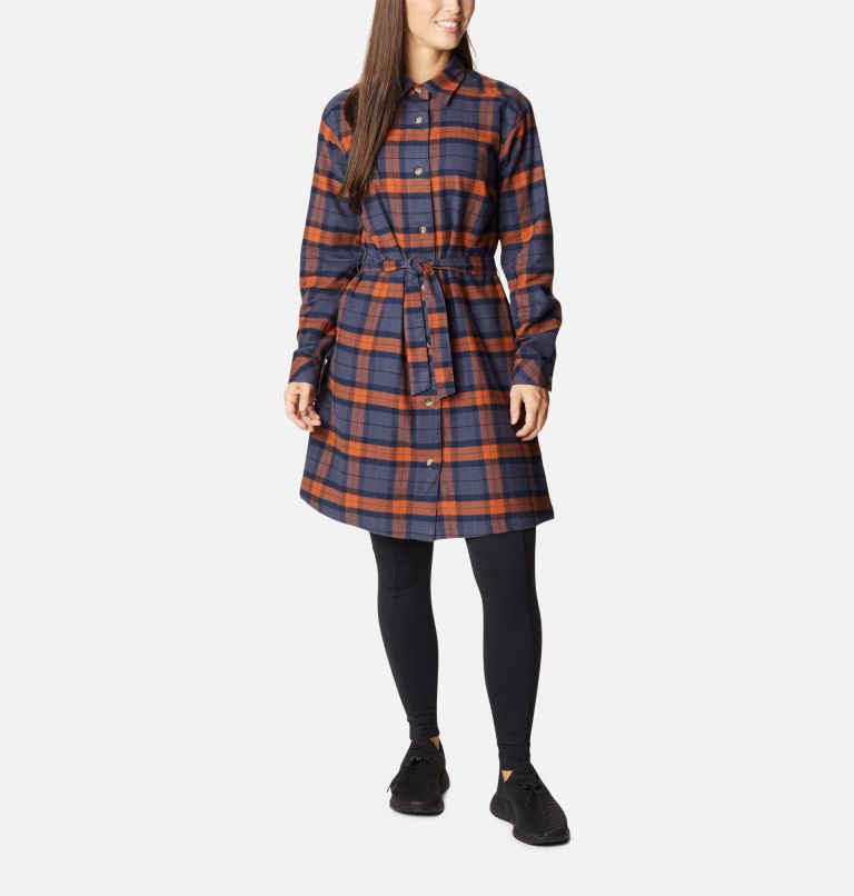 Thumbnail: Holly Hideaway Flannel Dress | 858 | M, Color: Warm Copper Simple Tartan, image 1