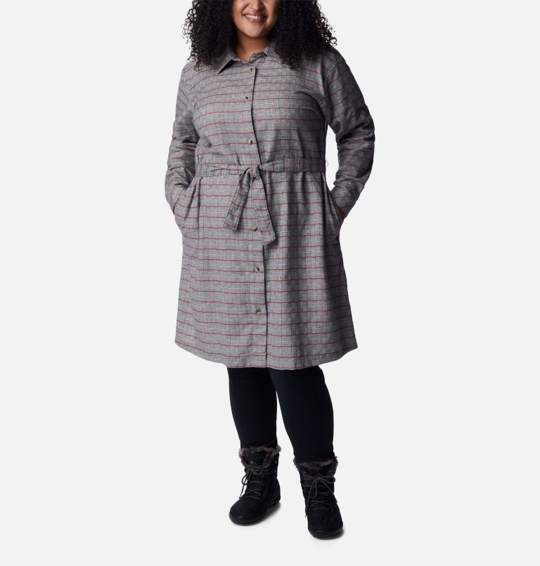 Thumbnail: Women's Holly Hideaway Flannel Dress - Plus Size, Color: Chalk Twill, image 1