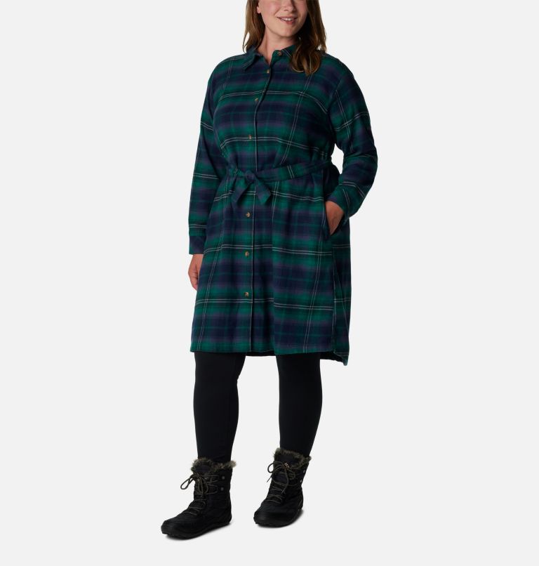 Long plaid shirt hot sale dress plus size