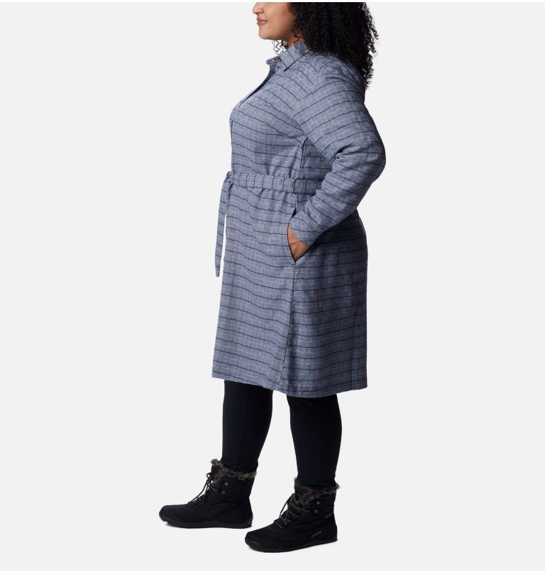 Thumbnail: Women's Holly Hideaway Flannel Dress - Plus Size, Color: Nocturnal Twill, image 3