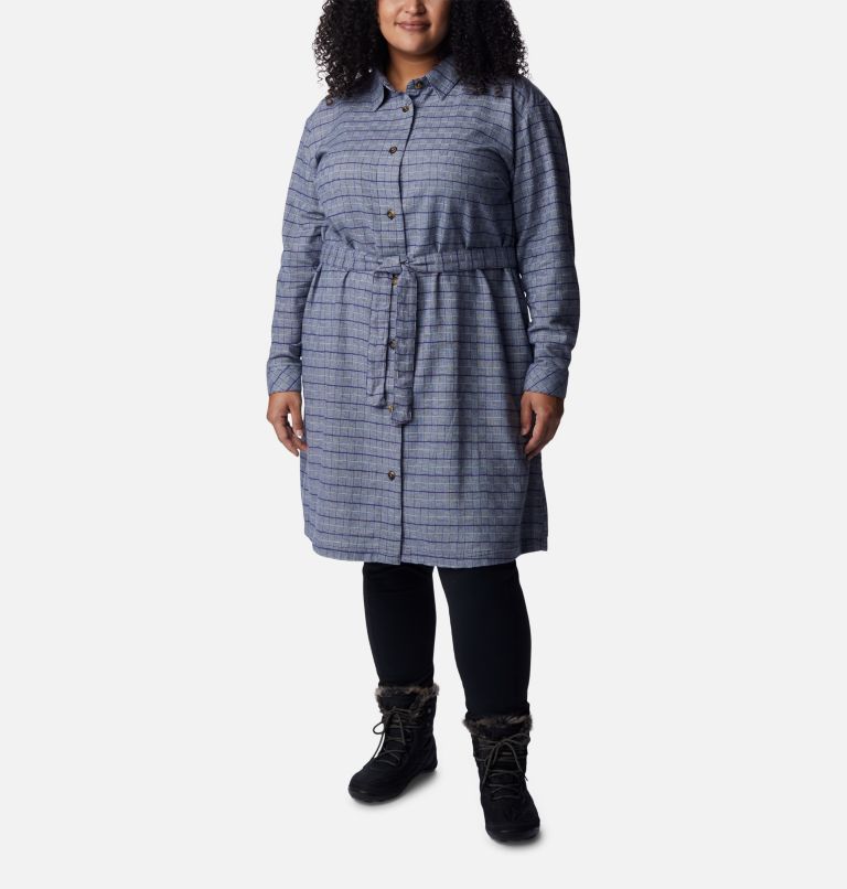 Thumbnail: Women's Holly Hideaway Flannel Dress - Plus Size, Color: Nocturnal Twill, image 1