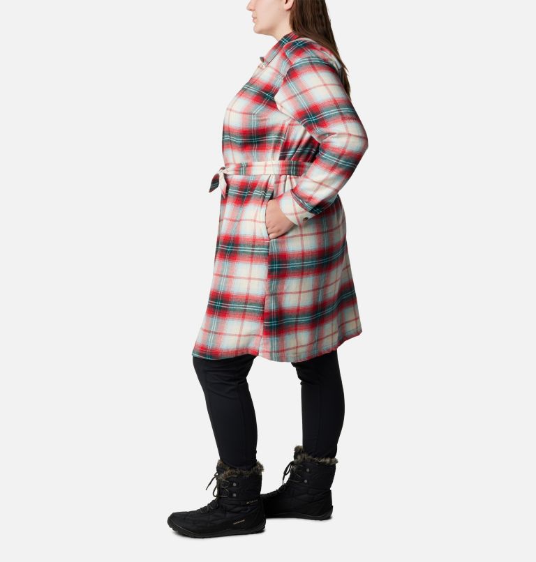 Thumbnail: Women's Holly Hideaway Flannel Dress - Plus Size, Color: Red Lily Ombre Tartan, image 3