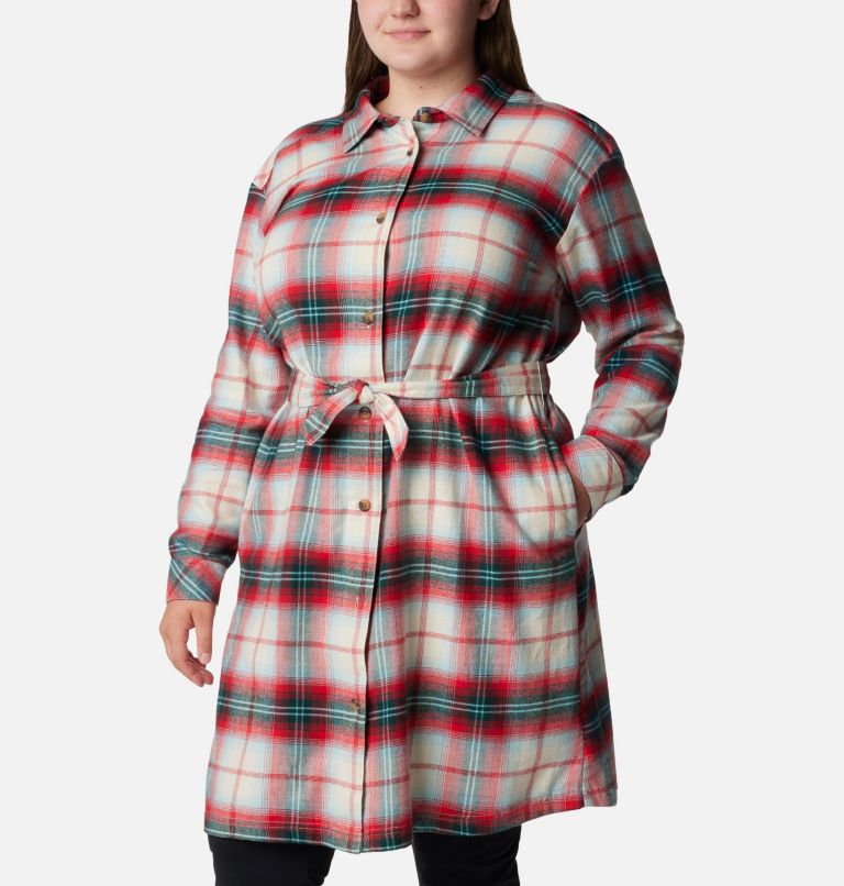 Women's Holly Hideaway Flannel Dress - Plus Size, Color: Red Lily Ombre Tartan, image 5