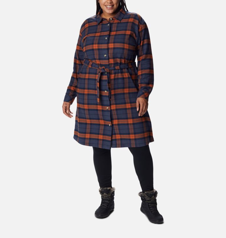 Women's Holly Hideaway Flannel Dress - Plus Size, Color: Warm Copper Simple Tartan, image 1