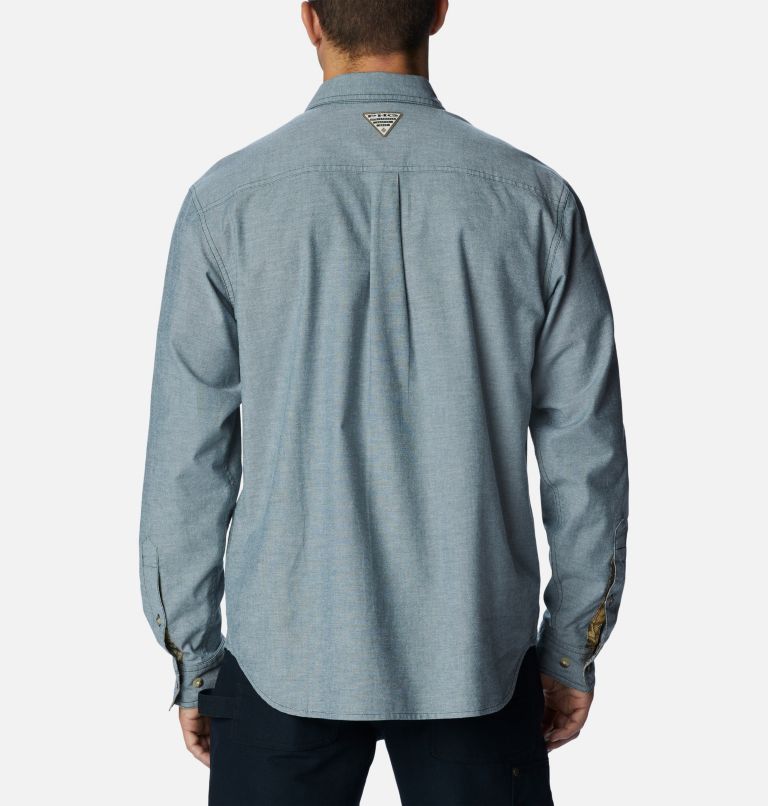 Men's PHG Sharptail Stretch Chambray Long Sleeve Shirt, Color: Dark Forest, image 2