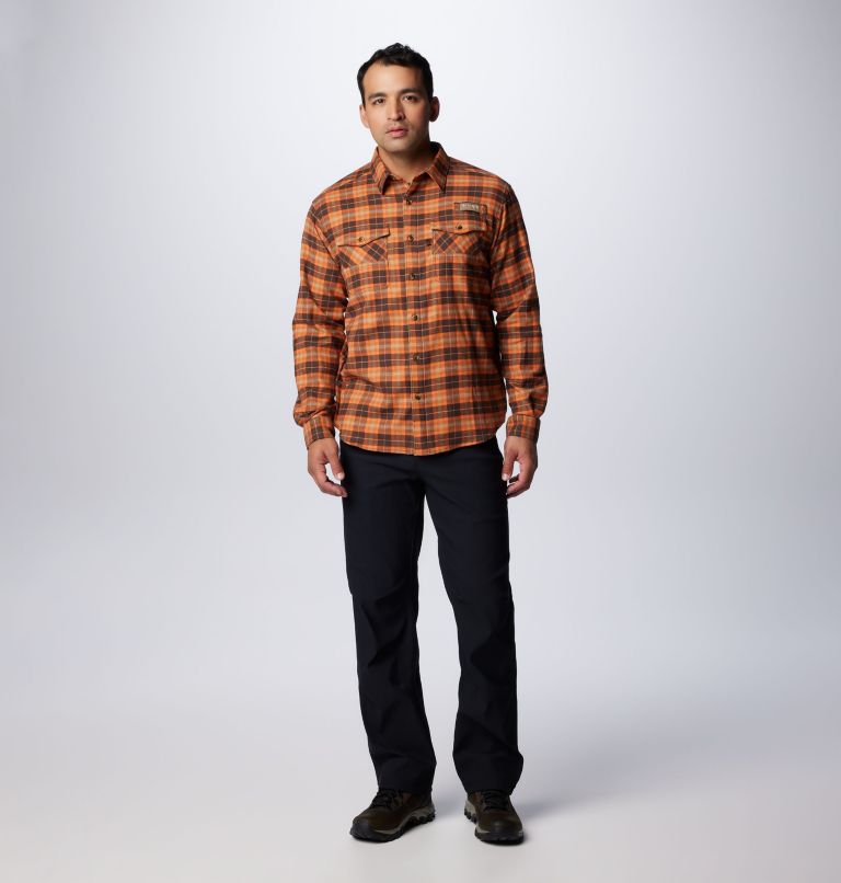 Men's PHG Roughtail Stretch Flannel Long Sleeve Shirt, Color: Cordovan Ombre Tartan, image 3