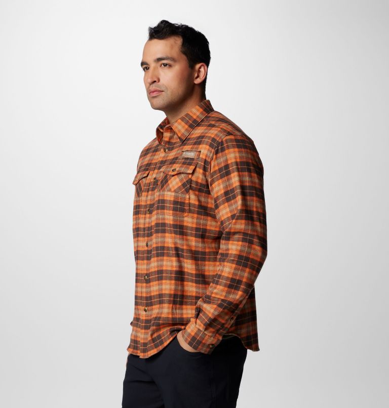 Men's PHG Roughtail Stretch Flannel Long Sleeve Shirt, Color: Cordovan Ombre Tartan, image 4