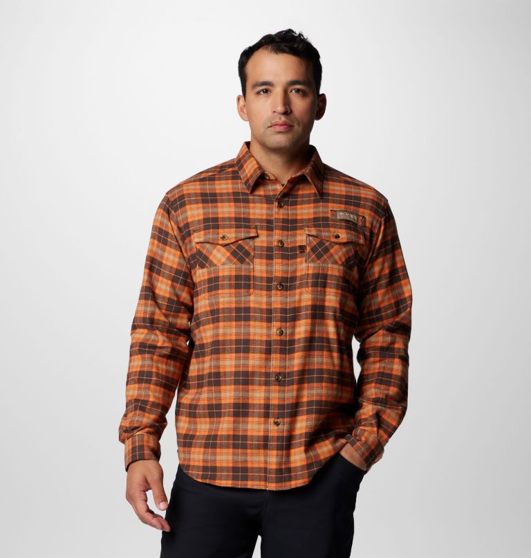 Men's PHG Roughtail Stretch Flannel Long Sleeve Shirt, Color: Cordovan Ombre Tartan, image 1