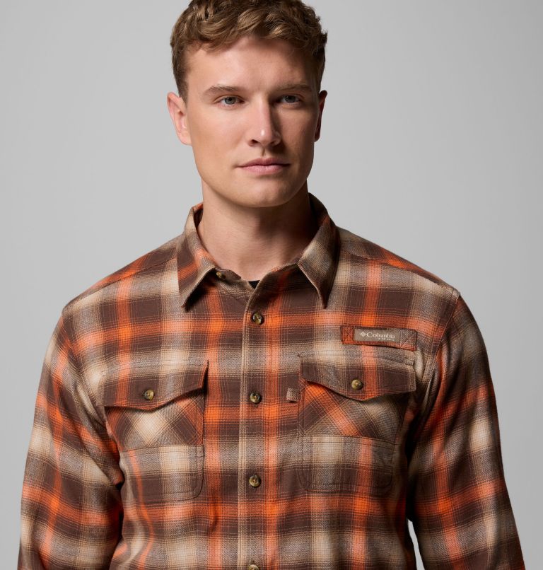 Men's PHG Roughtail Stretch Flannel Long Sleeve Shirt, Color: Tobacco Tracking Check, image 6