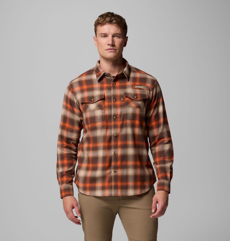 Men's PHG Roughtail Stretch Flannel Long Sleeve Shirt, Color: Tobacco Tracking Check, image 1