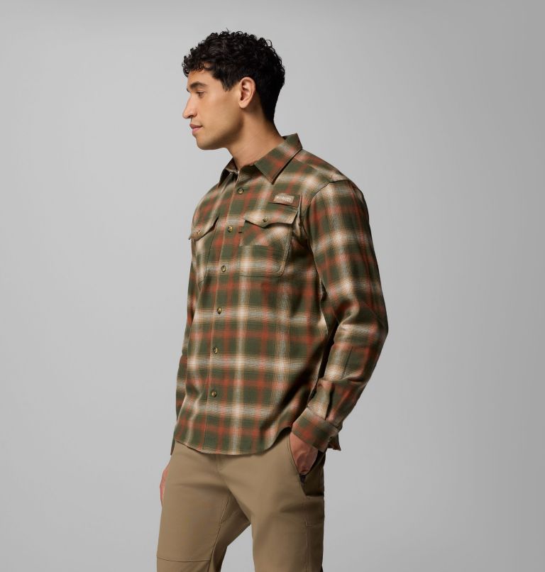 Men's PHG Roughtail Stretch Flannel Long Sleeve Shirt, Color: Surplus Green Tracking Check, image 4