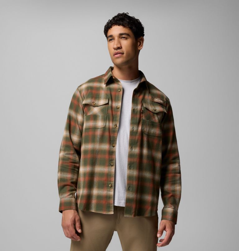 Men's PHG Roughtail Stretch Flannel Long Sleeve Shirt, Color: Surplus Green Tracking Check, image 5