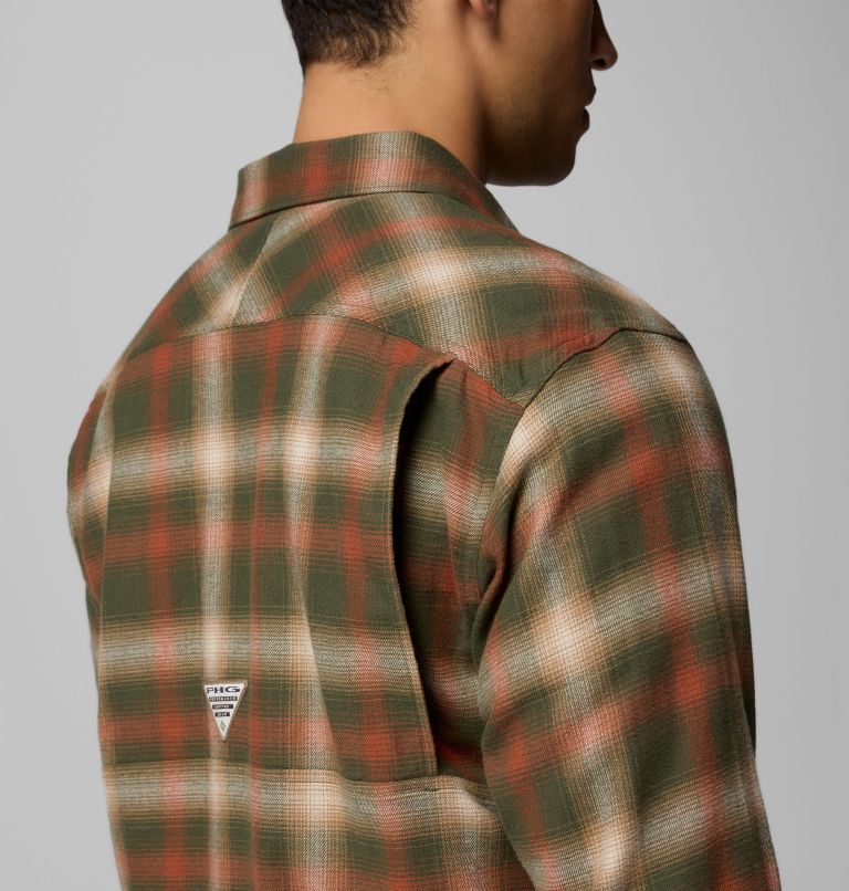 Men's PHG Roughtail Stretch Flannel Long Sleeve Shirt, Color: Surplus Green Tracking Check, image 7