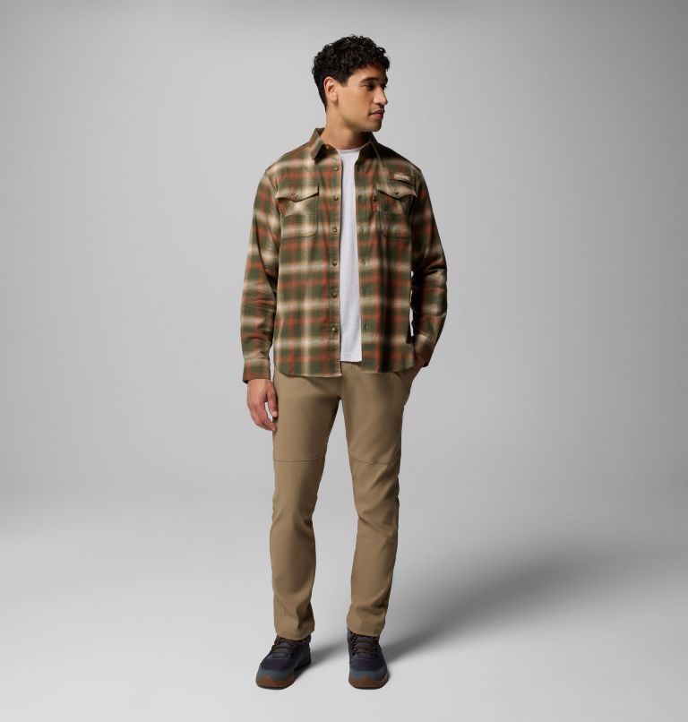 Men's PHG Roughtail Stretch Flannel Long Sleeve Shirt, Color: Surplus Green Tracking Check, image 2