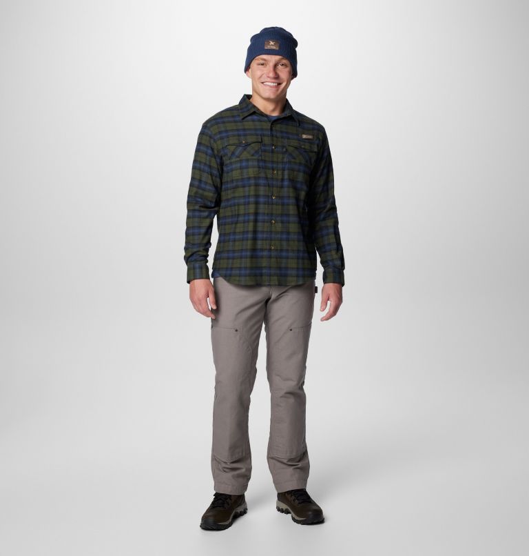 Men's PHG Roughtail Stretch Flannel Long Sleeve Shirt, Color: Surplus Green Ombre Tartan, image 3