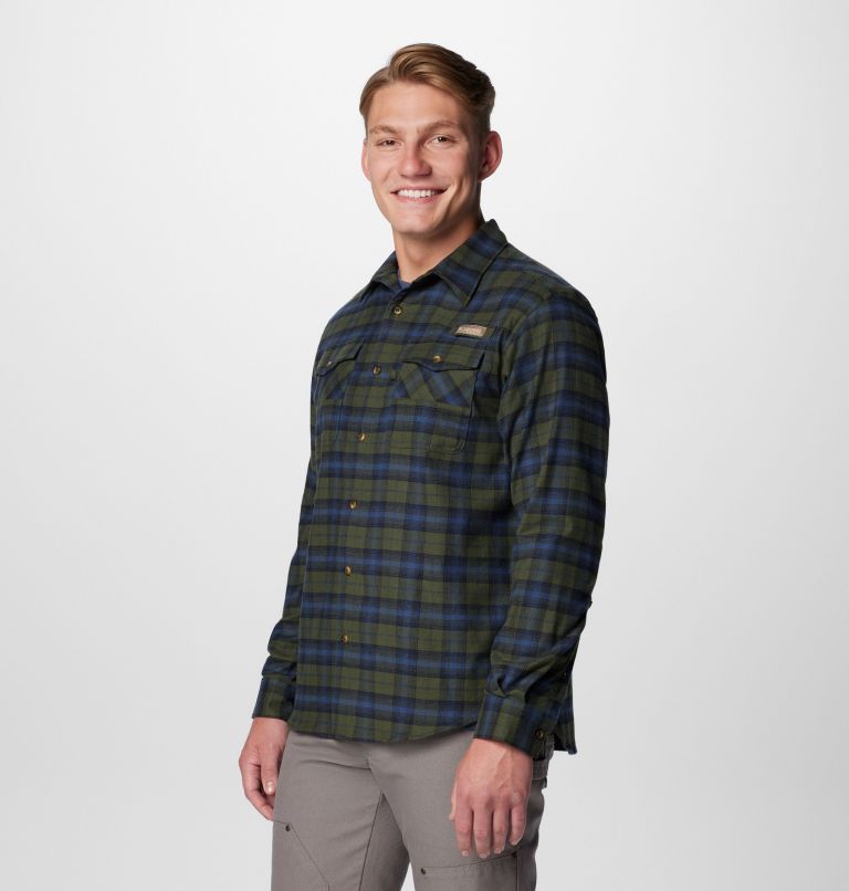 Men's PHG Roughtail Stretch Flannel Long Sleeve Shirt, Color: Surplus Green Ombre Tartan, image 4