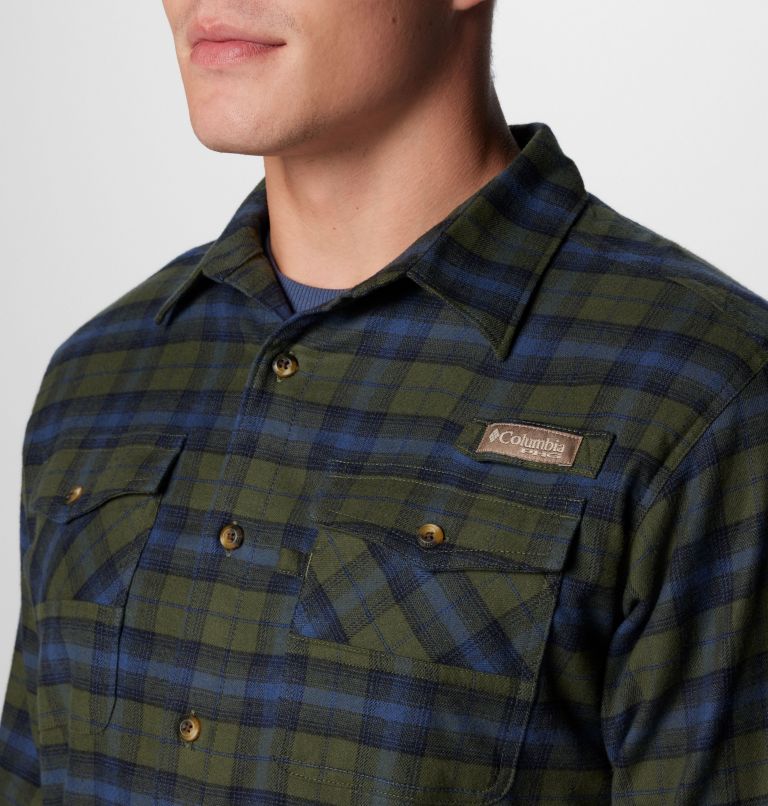 Men's PHG Roughtail Stretch Flannel Long Sleeve Shirt, Color: Surplus Green Ombre Tartan, image 5