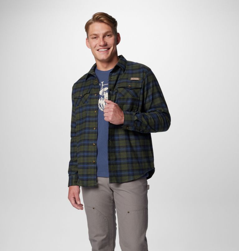Men's PHG Roughtail Stretch Flannel Long Sleeve Shirt, Color: Surplus Green Ombre Tartan, image 7