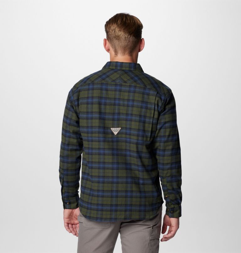 Men's PHG Roughtail Stretch Flannel Long Sleeve Shirt, Color: Surplus Green Ombre Tartan, image 2