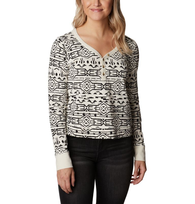Women's Holly Hideaway Thermal Long Sleeve Shirt, Color: Chalk 80s Stripe, image 1