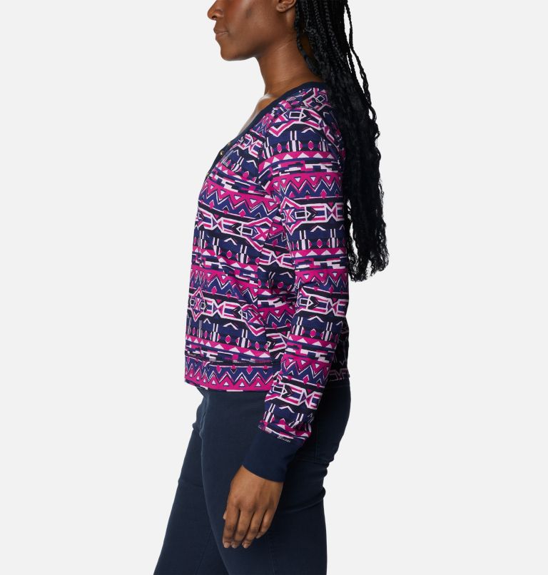 Thumbnail: Women's Holly Hideaway Thermal Long Sleeve Shirt, Color: Dark Sapphire 80s Stripe, image 3