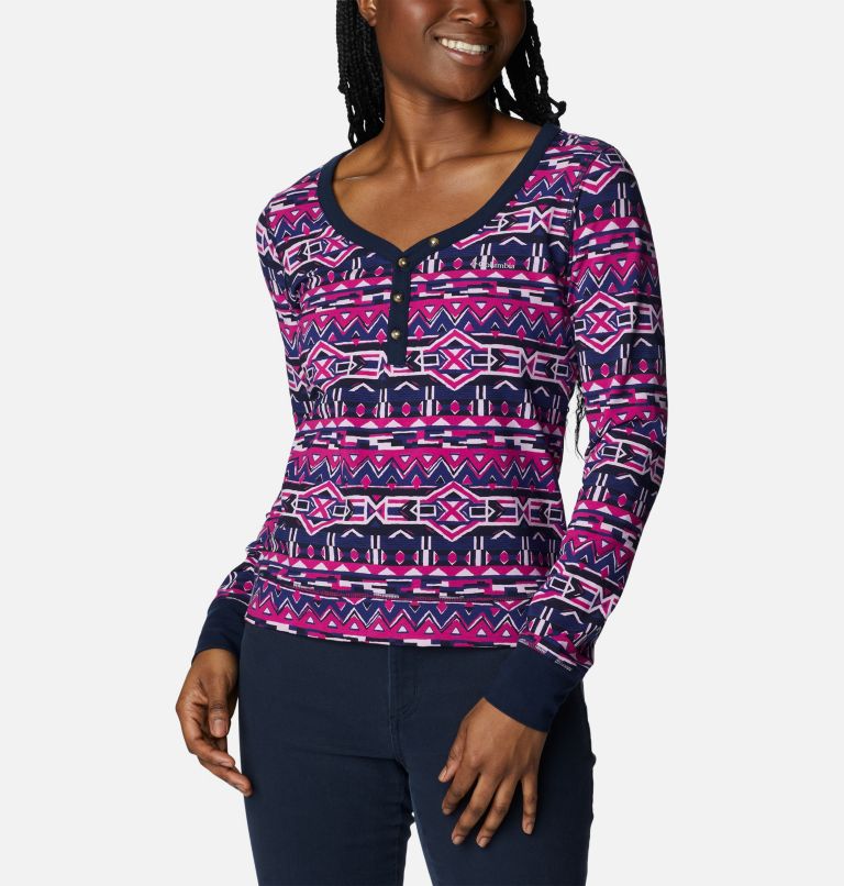 Women's Holly Hideaway Thermal Long Sleeve Shirt, Color: Dark Sapphire 80s Stripe, image 5