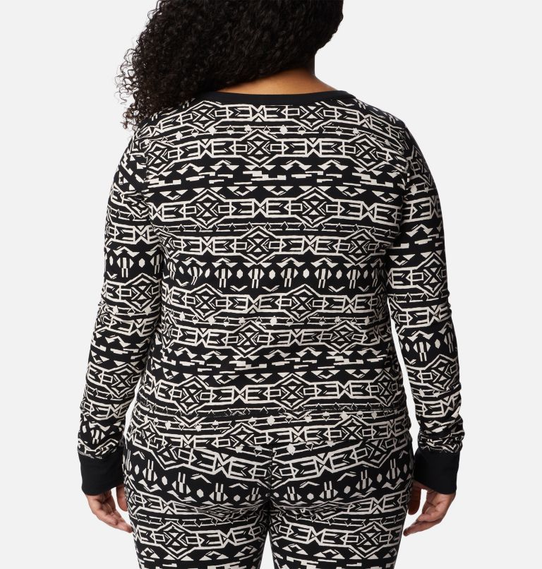 Women's Holly Hideaway Thermal Long Sleeve Shirt - Plus Size, Color: Black 80s Stripe, image 2