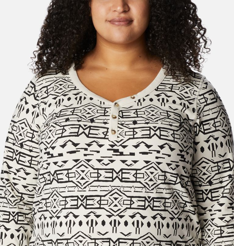 Women's Holly Hideaway Thermal Long Sleeve Shirt - Plus Size, Color: Chalk 80s Stripe, image 4