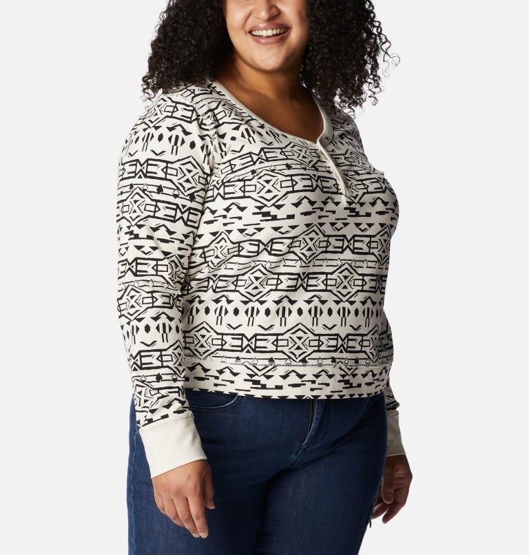 Women's Holly Hideaway Thermal Long Sleeve Shirt - Plus Size, Color: Chalk 80s Stripe, image 5