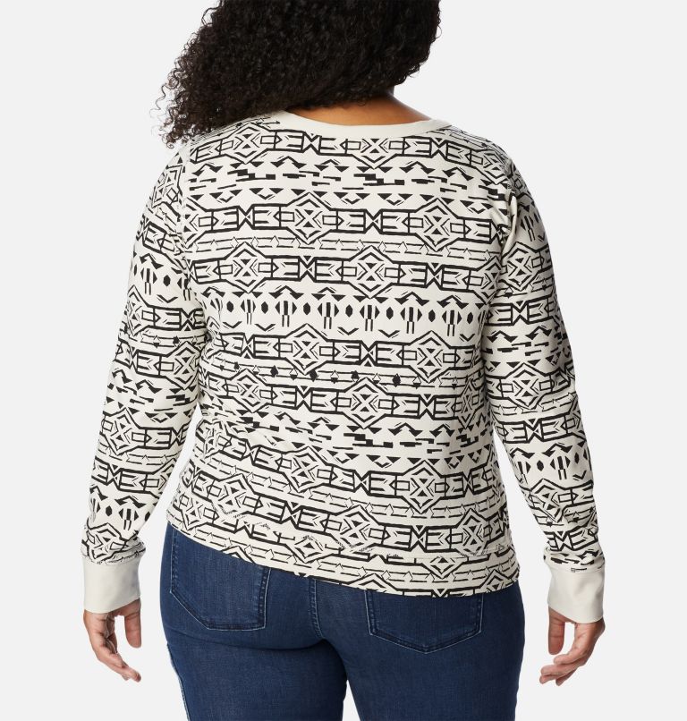 Thumbnail: Women's Holly Hideaway Thermal Long Sleeve Shirt - Plus Size, Color: Chalk 80s Stripe, image 2