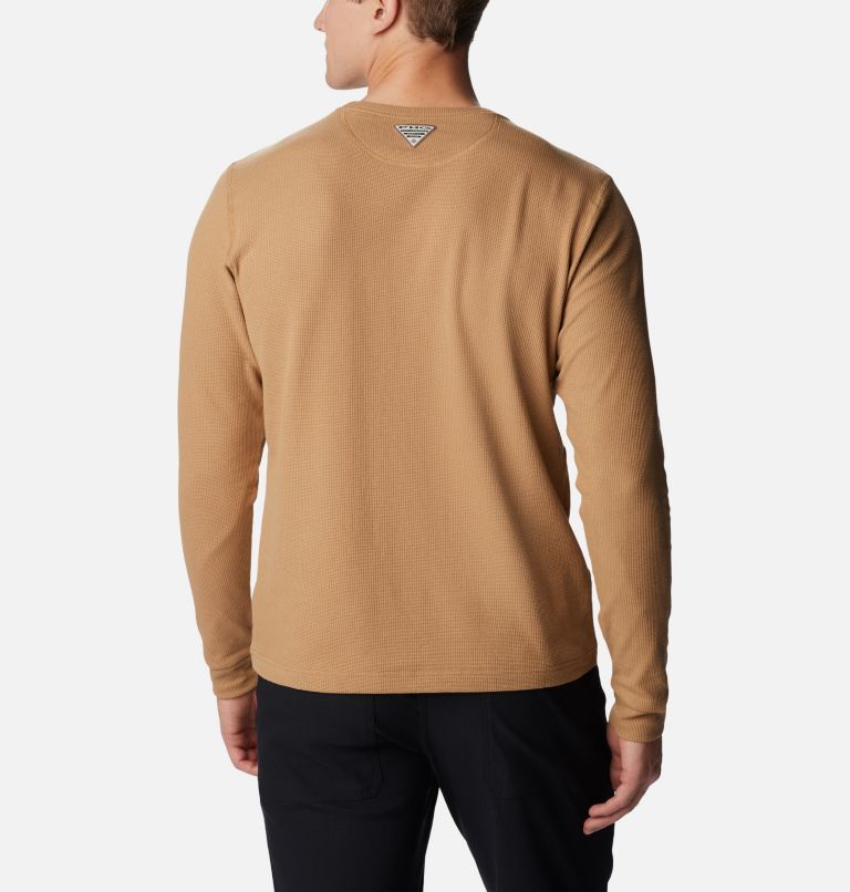 Men's PHG University Waffle Long Sleeve Shirt, Color: Sahara, Red Jasper Mallard, image 2