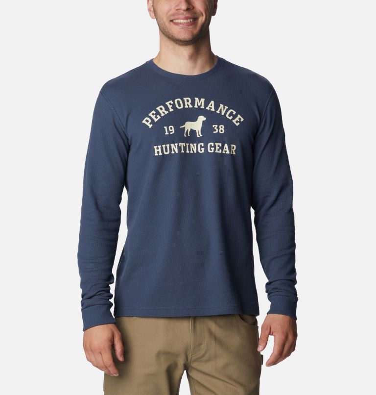 Men's PHG University Waffle Long Sleeve Shirt, Color: Zinc, Chalk Dog, image 1