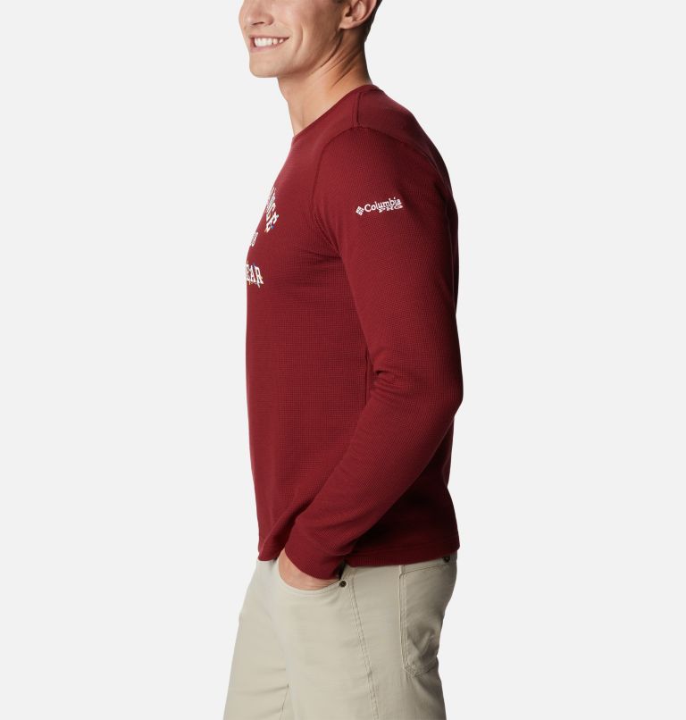 Men's PHG University Waffle Long Sleeve Shirt, Color: Red Jasper, White Holiday, image 3