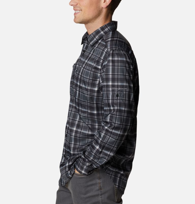 Men's Silver Ridge Utility Lite Plaid Long Sleeve Shirt, Color: Black Multi Plaid, image 3